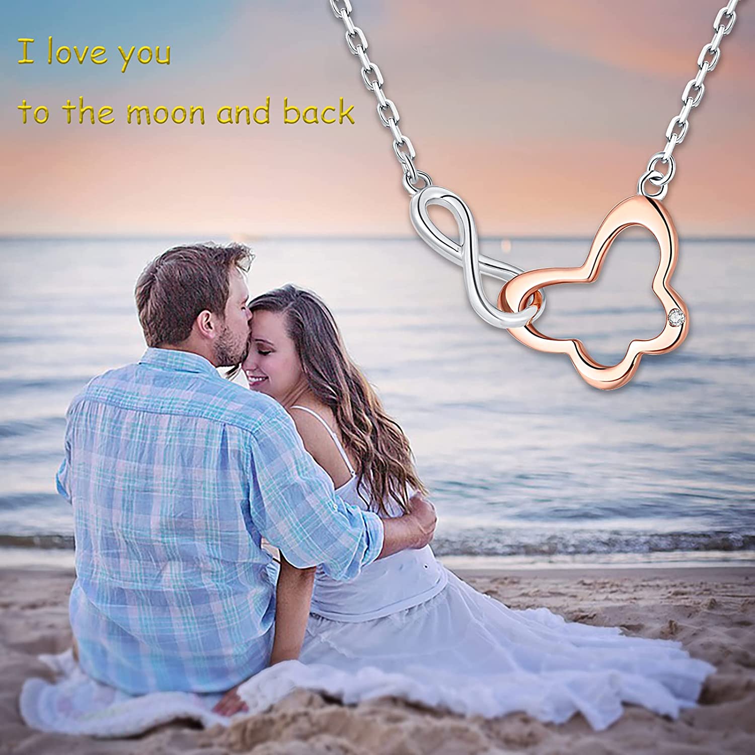 Women Zircon 925 Sterling Silver Butterfly Necklace